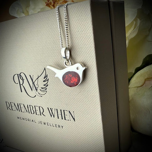 Sterling Silver Robin Memorial Pendant