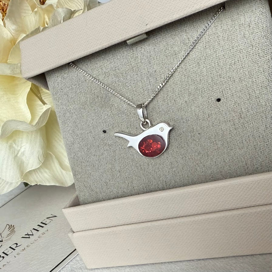 Sterling Silver Robin Memorial Pendant