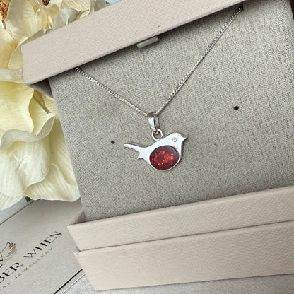 Sterling Silver Robin Memorial Pendant