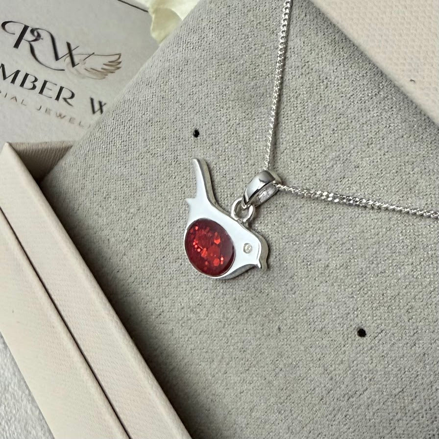 Sterling Silver Robin Memorial Pendant