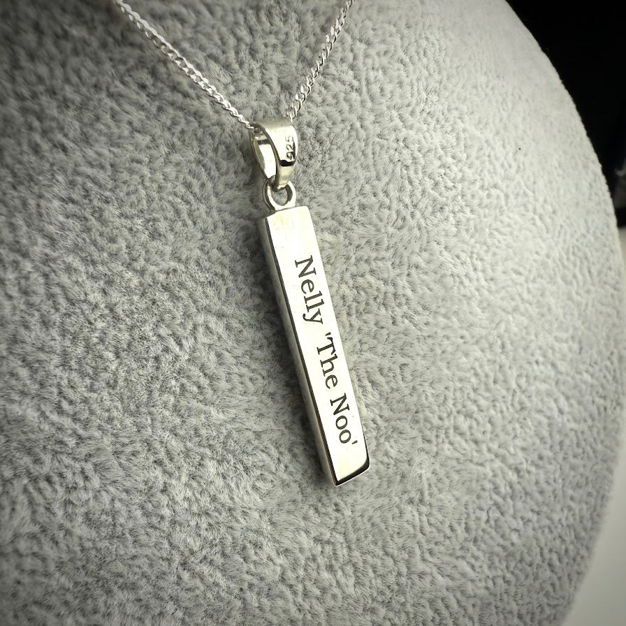 Sterling Silver Bar Memorial Pendant