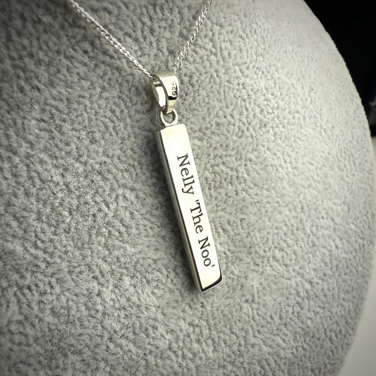 Sterling Silver Bar Memorial Pendant