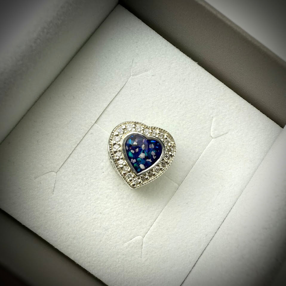 Sterling Silver Crystal Heart Memorial Bracelet Charm
