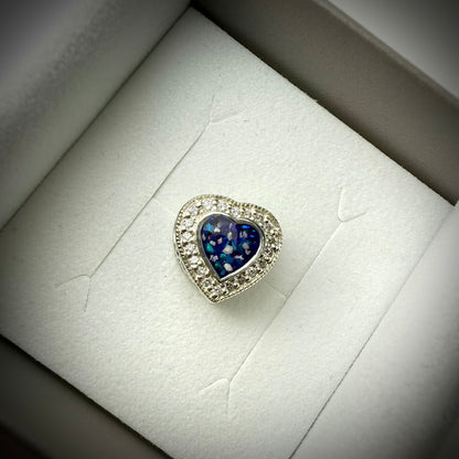 Sterling Silver Crystal Heart Memorial Bracelet Charm