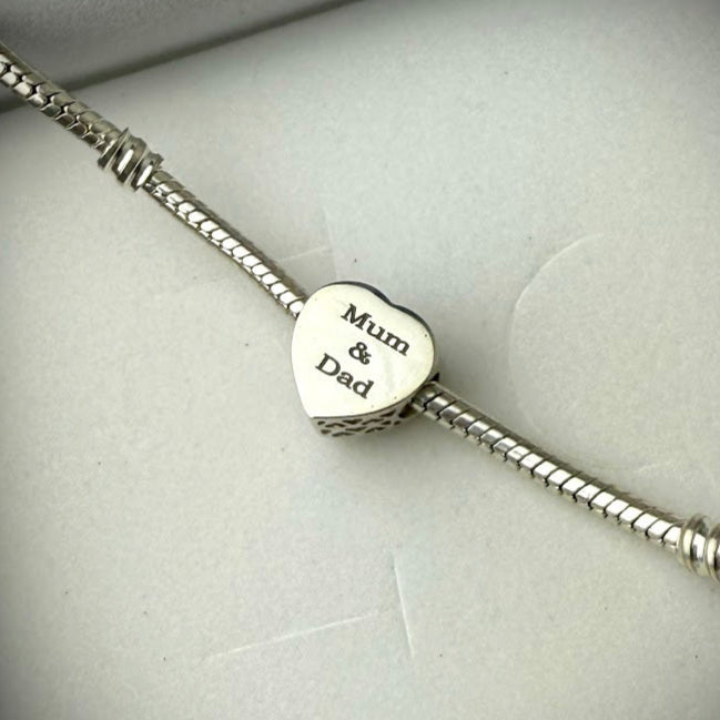 Sterling Silver Crystal Heart Memorial Bracelet Charm