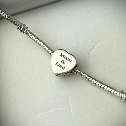 Sterling Silver Crystal Heart Memorial Bracelet Charm