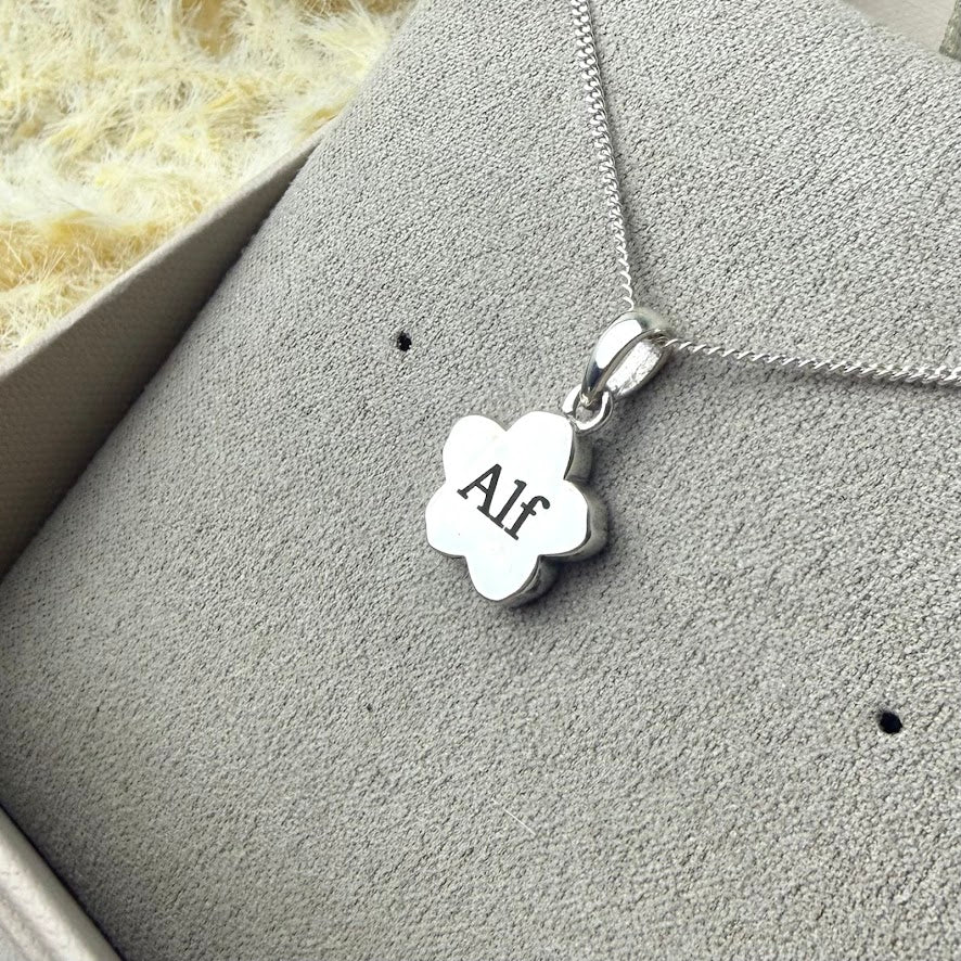 Sterling Silver Forget Me Not/ Flower Memorial Pendant
