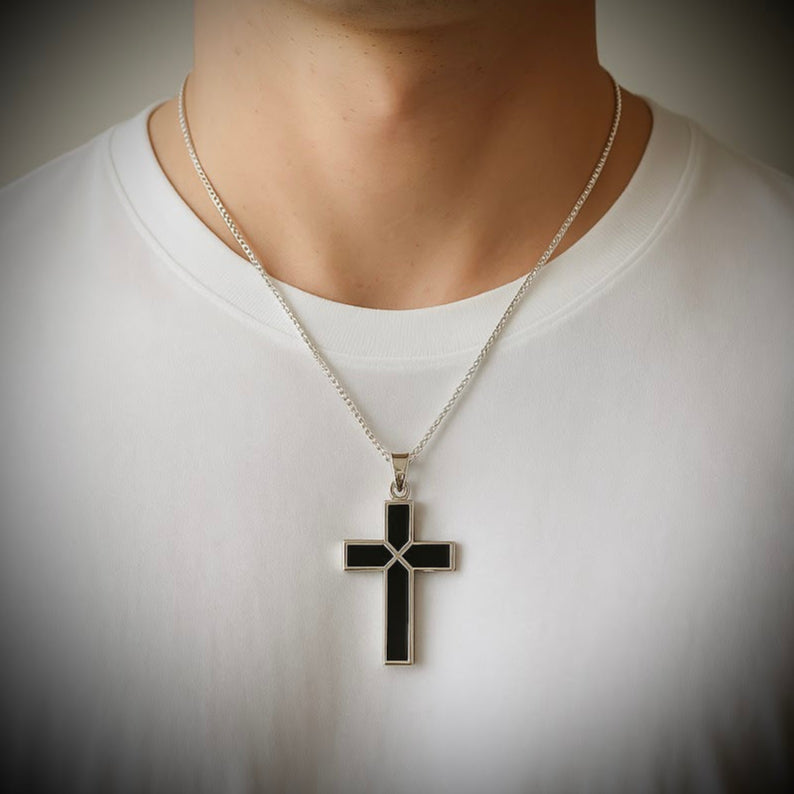 Sterling Silver Heavyweight Cross Memorial Pendant