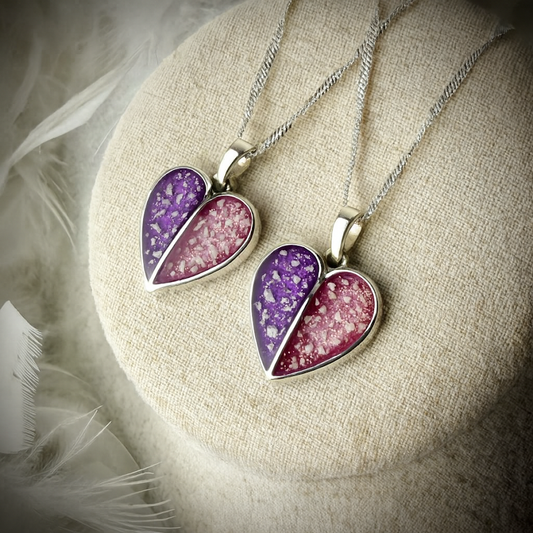 Sterling Silver Split Heart Memorial Pendant