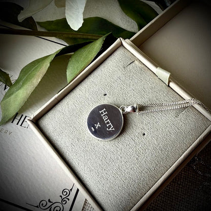 Sterling Silver Simple Round Memorial Pendant