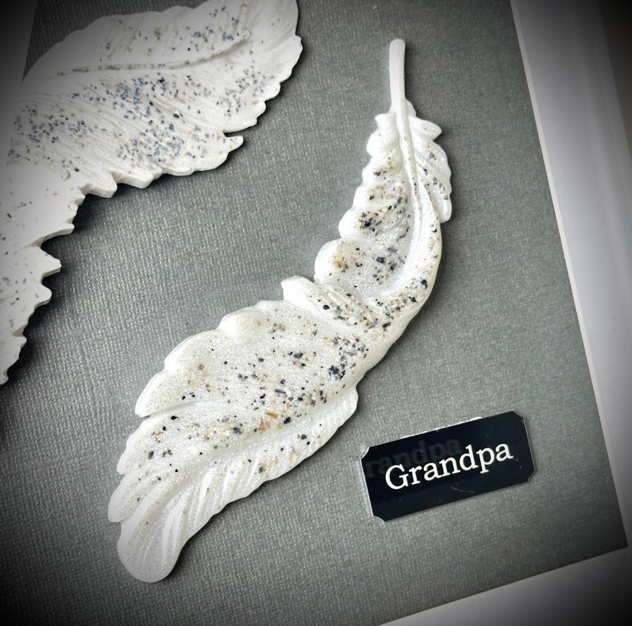 Framed Memorial Ashes/ Hair Double Feather