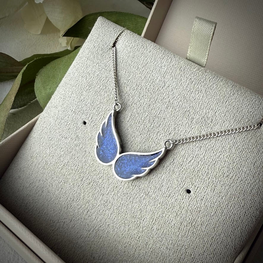 Sterling Silver Guardian Angel Wing Memorial Pendant