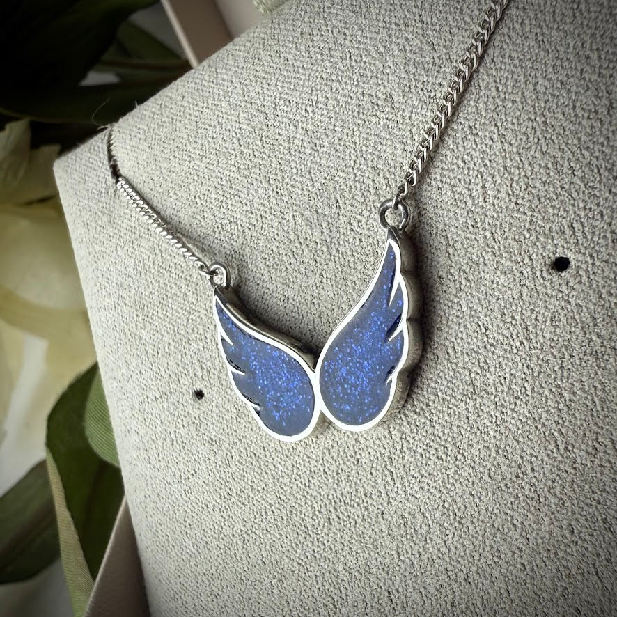 Sterling Silver Guardian Angel Wing Memorial Pendant