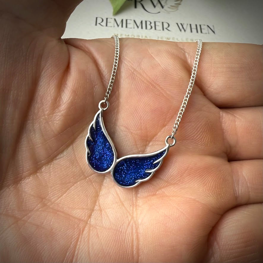 Sterling Silver Guardian Angel Wing Memorial Pendant