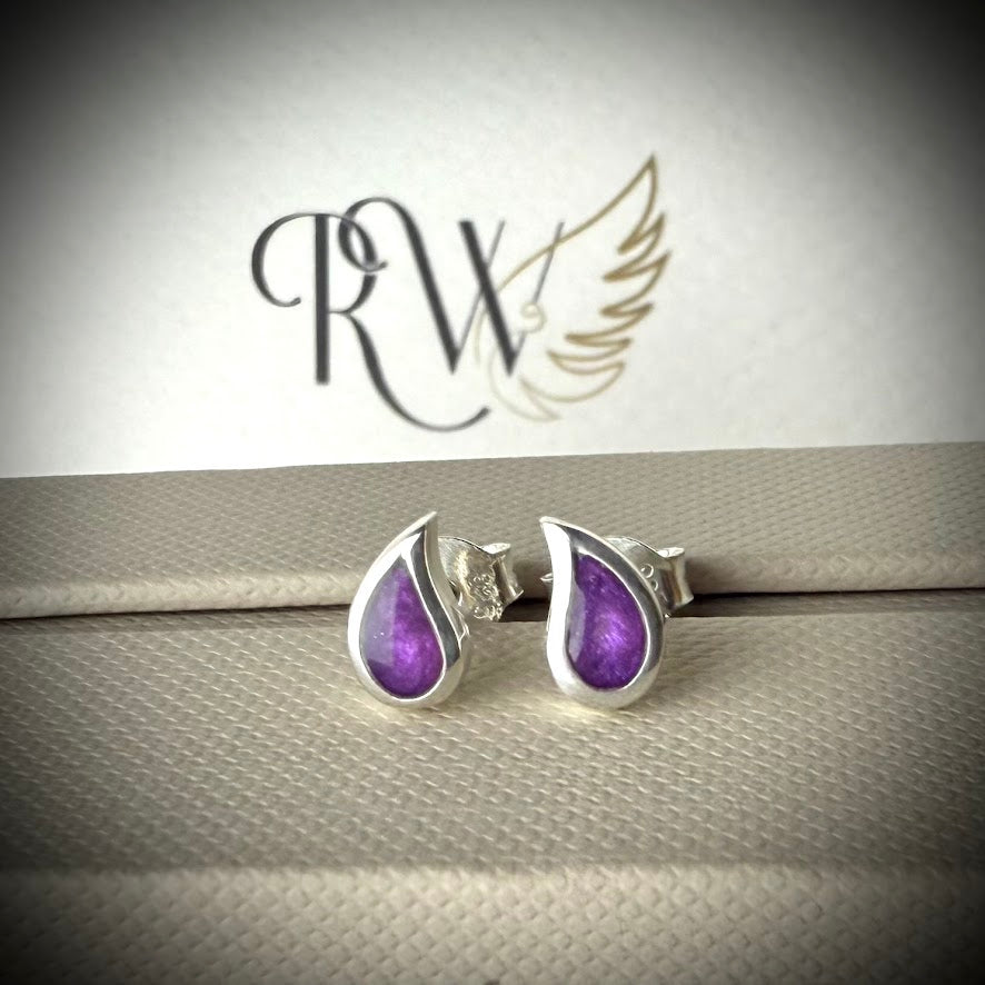 Sterling Silver Petite Teardrop Stud Memorial Earrings