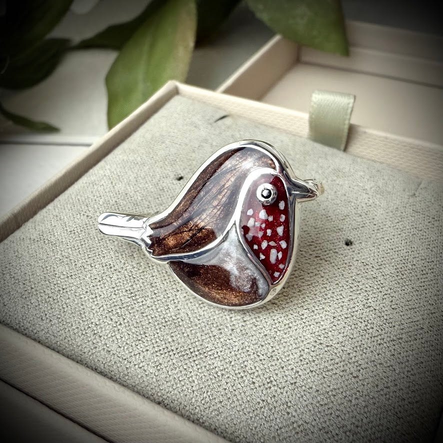 Sterling Silver Robin Memorial Brooch / Pin
