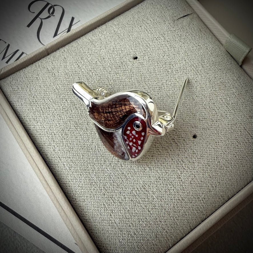 Sterling Silver Robin Memorial Brooch / Pin