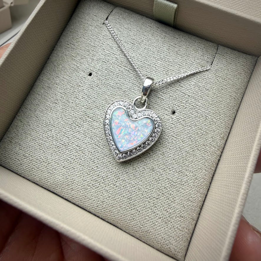 Sterling Silver Crystal Heart Memorial Pendant