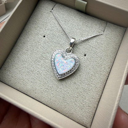 Sterling Silver Crystal Heart Memorial Pendant