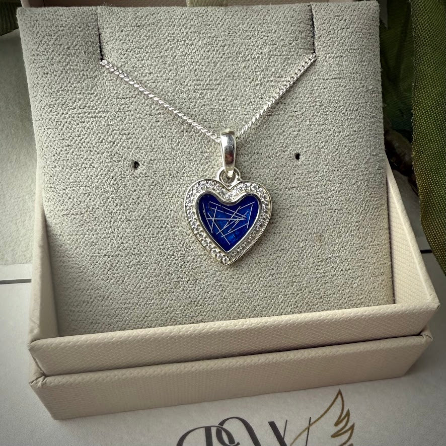 Sterling Silver Crystal Heart Memorial Pendant