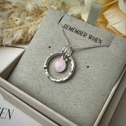 Sterling Silver Hammered Round Memorial Pendant