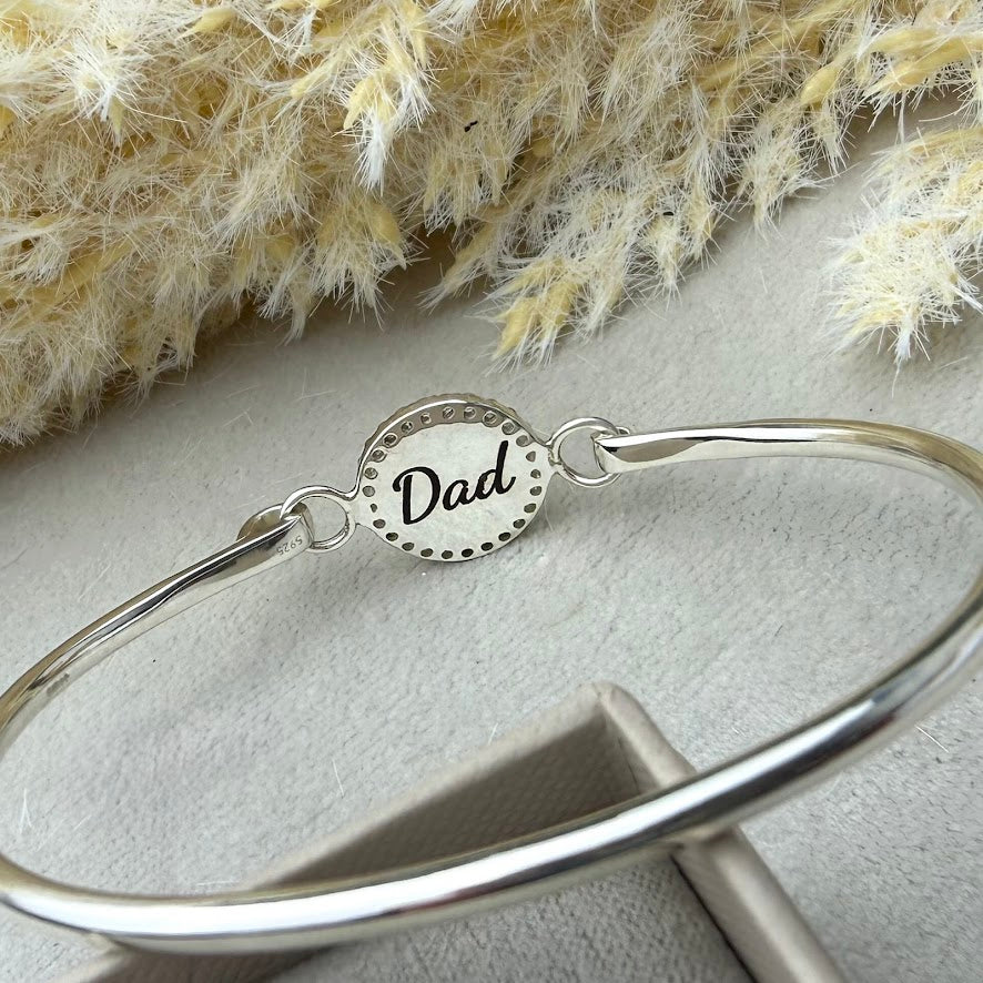 Sterling Silver Halo Memorial Bangle