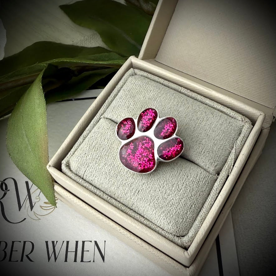 Sterling Silver Paw Memorial Brooch/Pin