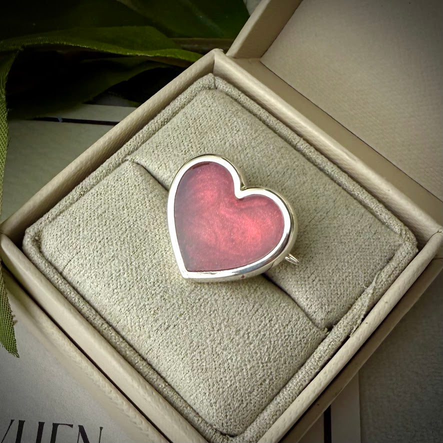 Sterling Silver Heart Memorial Brooch