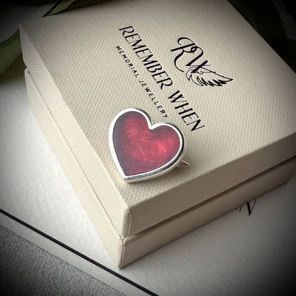 Sterling Silver Heart Memorial Brooch
