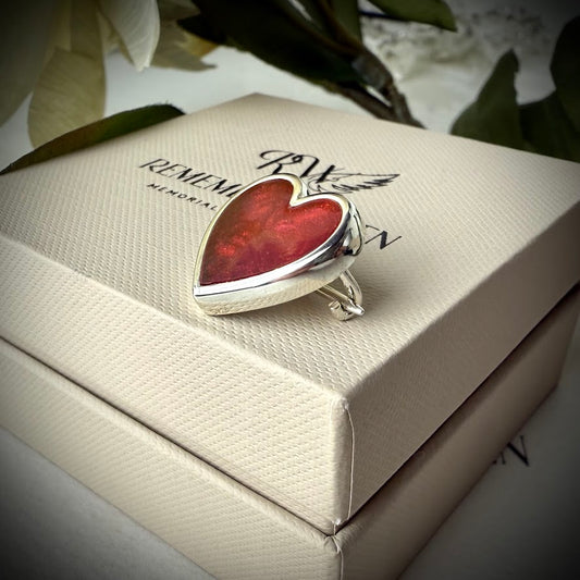 Sterling Silver Heart Memorial Brooch