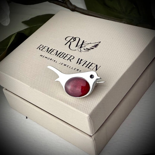 Sterling Silver Classic Robin Memorial Brooch/Pin