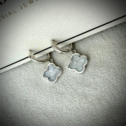 Sterling Silver Clover Huggies Memorial Earrings