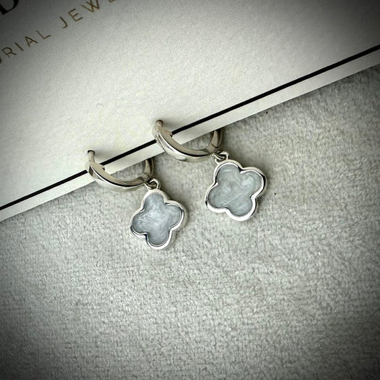 Sterling Silver Clover Huggies Memorial Earrings