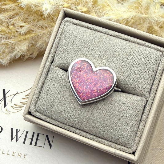 Sterling Silver Heart Memorial Brooch