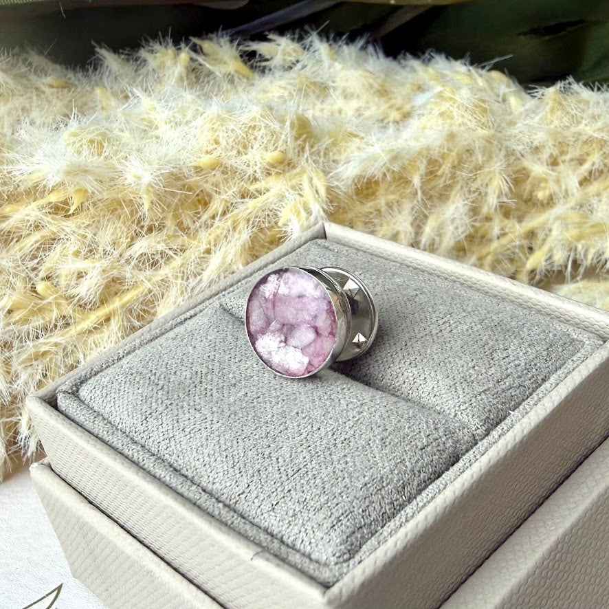 Sterling Silver Round Lapel Memorial Brooch/Pin