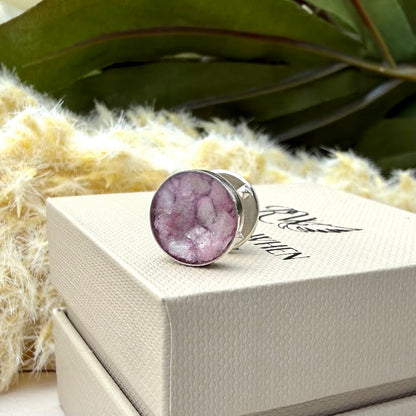 Sterling Silver Round Lapel Memorial Brooch/Pin