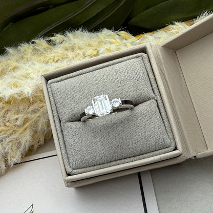 Sterling Silver Emerald Cut Solitaire Memorial Ring