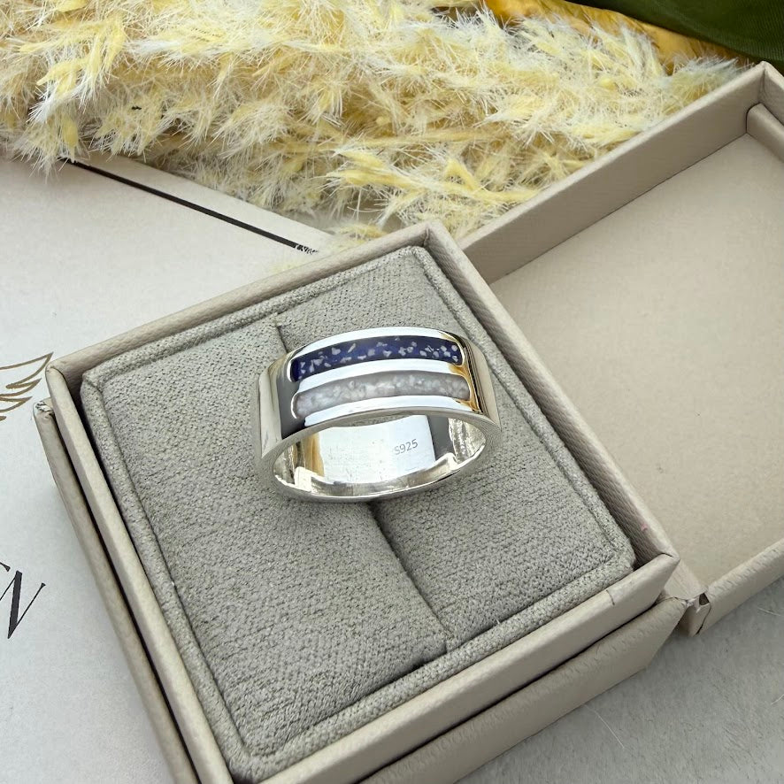 Sterling Silver 8mm Double Channel Memorial Ring