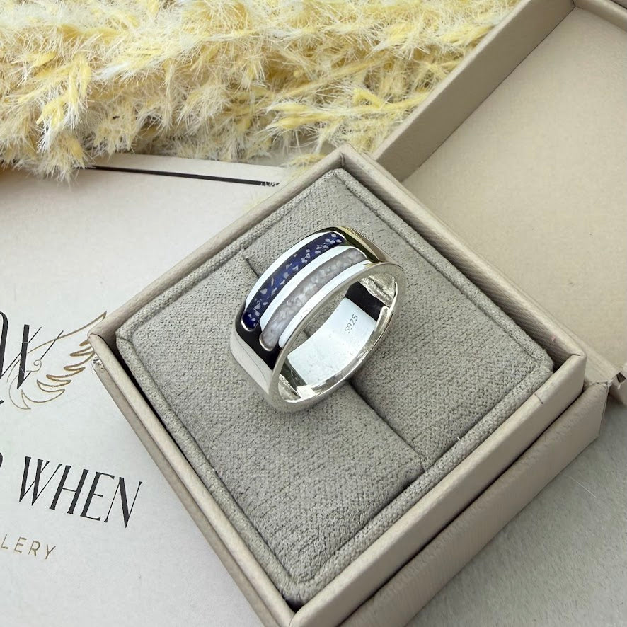 Sterling Silver 8mm Double Channel Memorial Ring