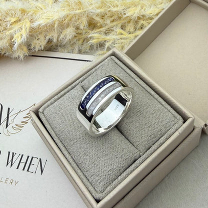 Sterling Silver 8mm Double Channel Memorial Ring