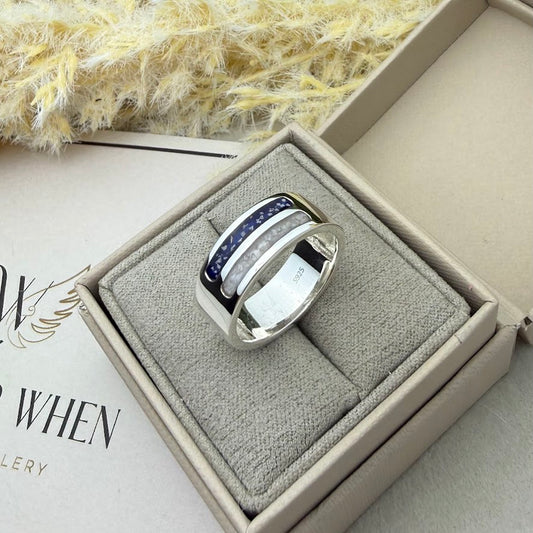 Sterling Silver 8mm Double Channel Memorial Ring