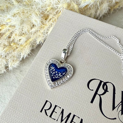 Sterling Silver Crystal Heart Memorial Pendant