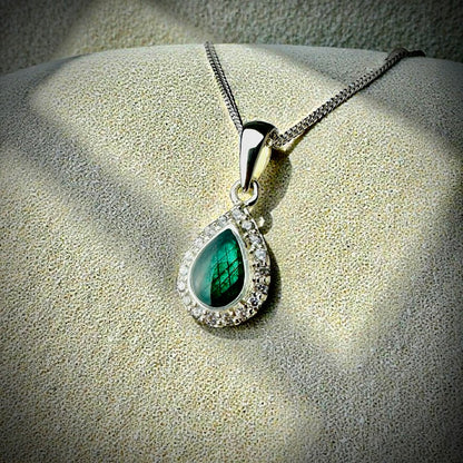 Sterling Silver Crystal Petite Teardrop Memorial Pendant