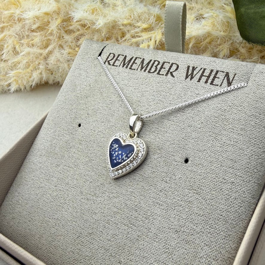 Sterling Silver Crystal Heart Memorial Pendant