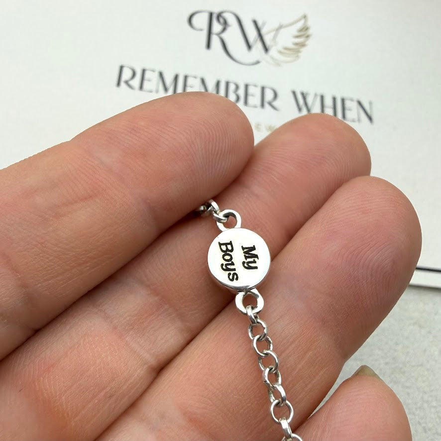 Sterling Silver Petite Round Adjustable Curb Memorial Bracelet
