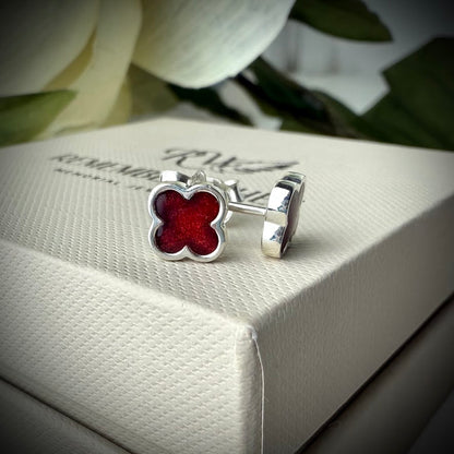 Sterling Silver Clover Stud Memorial Earrings