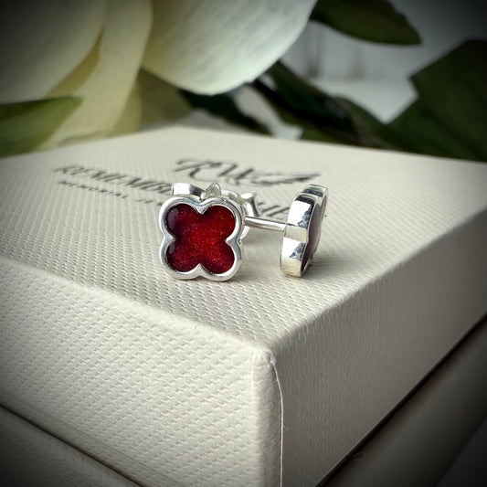 Sterling Silver Clover Stud Memorial Earrings