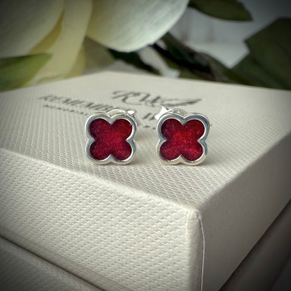 Sterling Silver Clover Stud Memorial Earrings