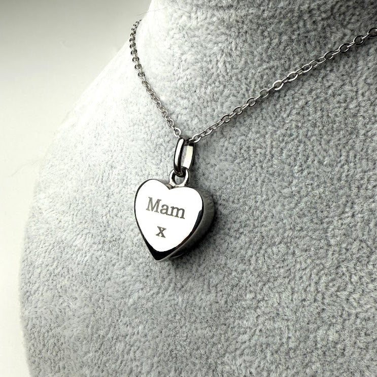 Stainless Self Fill Heart Urn Memorial Pendant