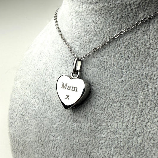 Stainless Self Fill Heart Urn Memorial Pendant
